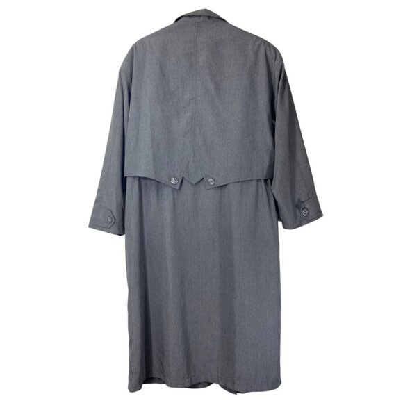 American Bazaar Woman's Trench Coat Size 10 Gray Long With Capelet Overlay - Picture 2 of 11